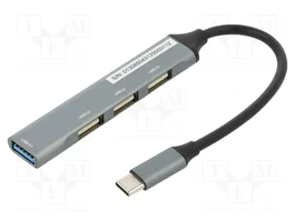 GEMBIRD Hub USB 3.1 avec 4 ports USB-A et prise USB-C, gris