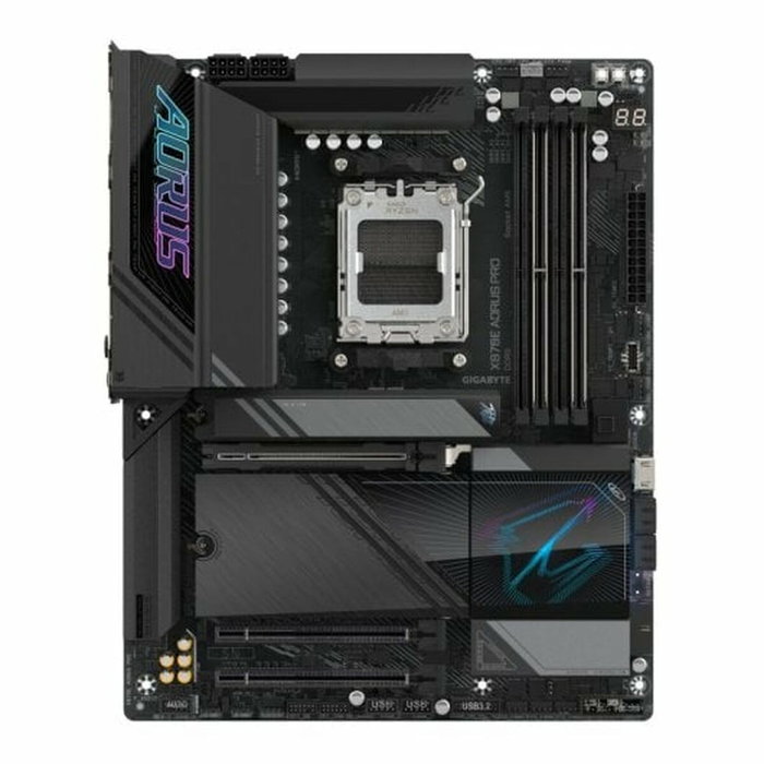 Gigabyte X870E AORUS PRO Carte mère AMD Socket AM5 (ATX) - Support AMD Ryzen 9000, DDR5 8000MHz (OC), 16+2+2 Phases VRM, Wi-Fi 7, USB4, 2.5 GbE, 4x M.2