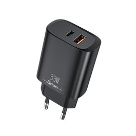 Qcharx Chargeur Eros 33W 3A 2 Ports USB-C + 1 Port USB Noir