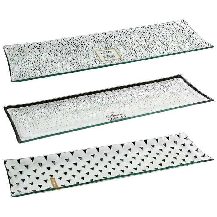 Totally Addict Bandeja de service en verre MAKE A WISH 45x15 cm
