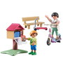 PLAYMOBIL Interchange de livres - Ma vie 71511 - Figurine mère et enfant avec scooters et bibliothèque - Jouet éducatif +4 ans - Multilingue