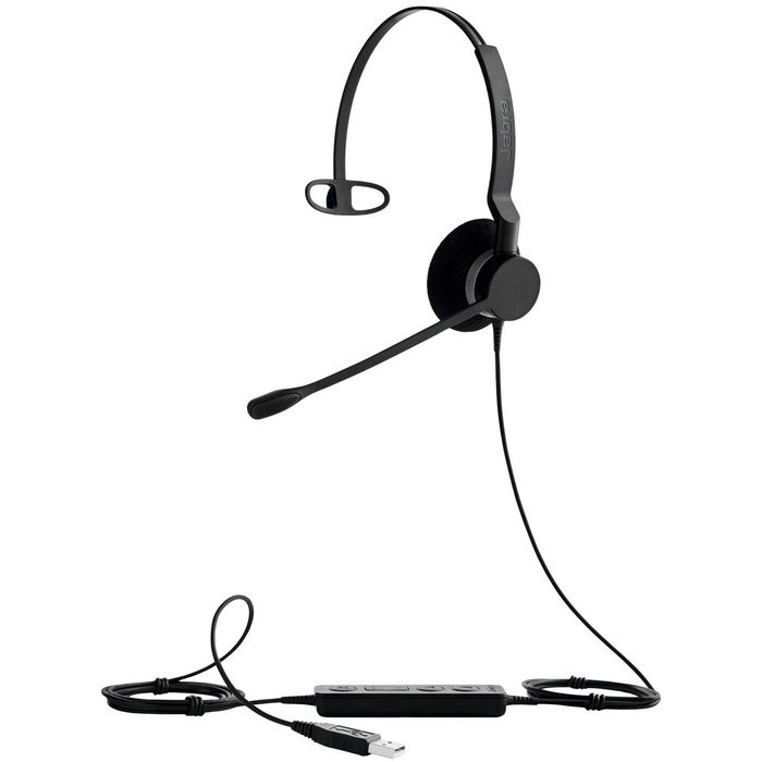 Jabra Biz 2300 - Micro-casque filaire mono USB pour centre de contact, certifié Skype for Business, réduction de bruit et confort optimisé