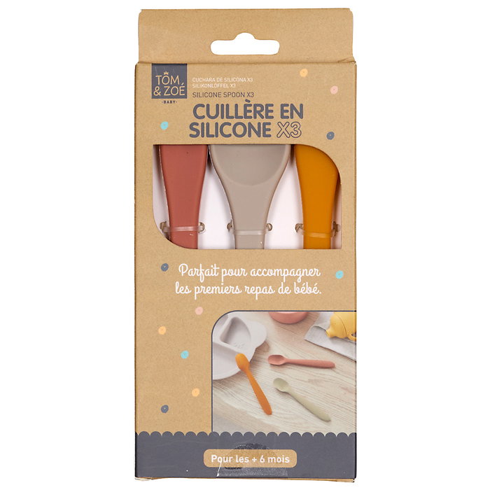 Tom et Zoe Jeu de 3 cuillères en silicone