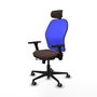 Piqueras Y Crespo Chaise de bureau Jorquera, Marron foncé et Bleu, Accoudoirs 3D, Appuie-tête 2D