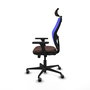 Piqueras Y Crespo Chaise de bureau Jorquera, Marron foncé et Bleu, Accoudoirs 3D, Appuie-tête 2D