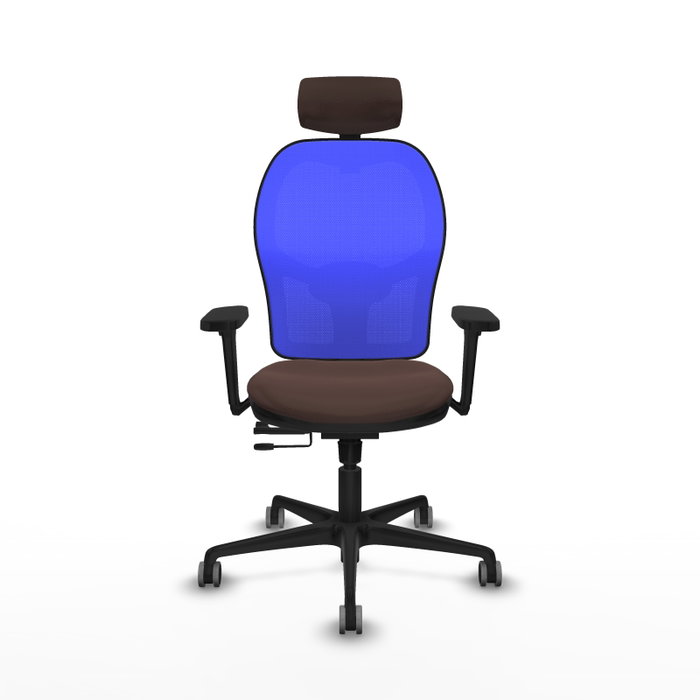 Piqueras Y Crespo Chaise de bureau Jorquera, Marron foncé et Bleu, Accoudoirs 3D, Appuie-tête 2D
