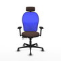 Piqueras Y Crespo Chaise de bureau Jorquera, Marron foncé et Bleu, Accoudoirs 3D, Appuie-tête 2D
