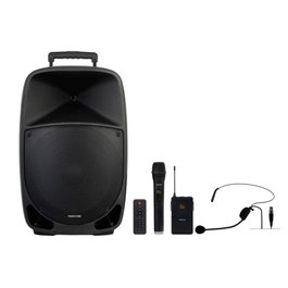 Fonestar Malibu - 315 Enceinte Portative Bluetooth USB MicroSD FM avec 2 Micros UHF et Batterie 250W