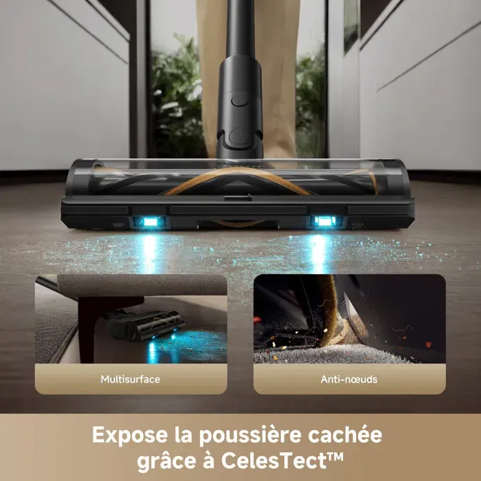 Dreame Z10 Aspirateur Balai Sans Fil 210 AW avec Filtration HEPA H14 99,99%, Détection de Poussière et Réglage Automatique de l'Aspiration - Multisurface