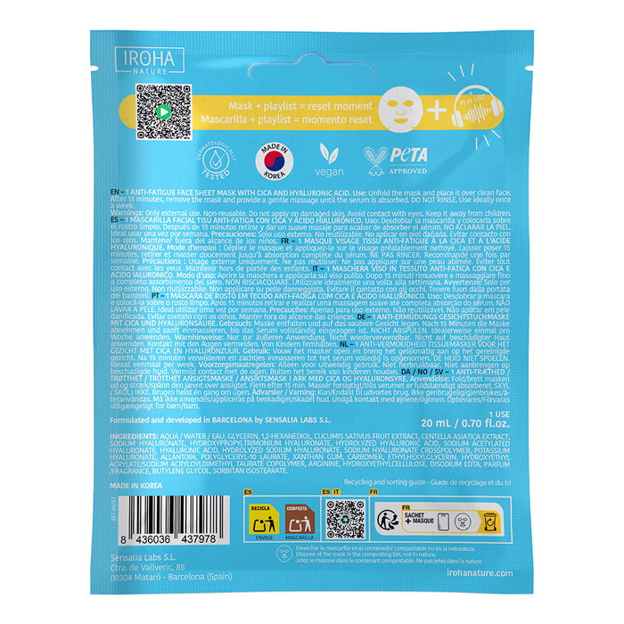 Iroha Masque facial anti-jet lag Jet Lag Recovery Iroha Masque facial anti-jet lag Jet Lag Recovery
