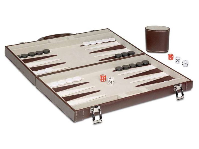 Cayro - Backgammon / Jeu de dames en cuir synthétique - À partir de 7 ans - Boîte multilingue (Français, Anglais, Espagnol, Allemand, Italien, Portugais)