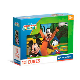 Clementoni Cubos 12 - La Maison de Mickey Mouse 41348 - Jeu de construction avec 12 cubes pour créer 6 images - Disney, à partir de 3 ans