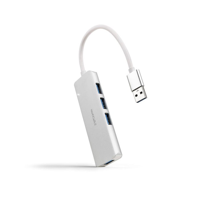 Nanocable Hub USB 3.0 4 ports USB-A 3.0 - 5 Gbps, aluminium et ABS, Plug & Play, 18 cm, compatible Windows, macOS, Linux Nanocable Hub USB 3.0 4 ports USB-A 3.0 - 5 Gbps, aluminium et ABS, Plug & Play, 18 cm, compatible Windows, macOS, Linux