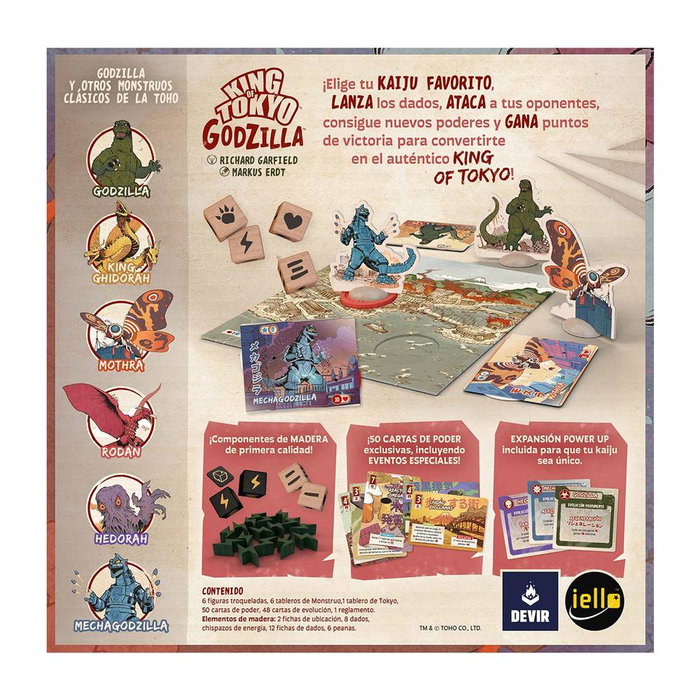 Devir King of Tokyo Godzilla Edition avec Composants en Bois et Expansion Power Up