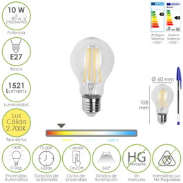 MAURER Ampoule LED Filament Standard E27 10W 2700K
