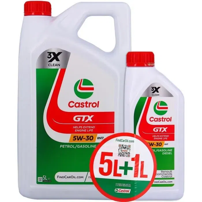Castrol GTX Huile moteur 5W-30 RN17 057086 - Bidon de 5 litres + 1 litre offert Castrol GTX Huile moteur 5W-30 RN17 057086 - Bidon de 5 litres + 1 litre offert