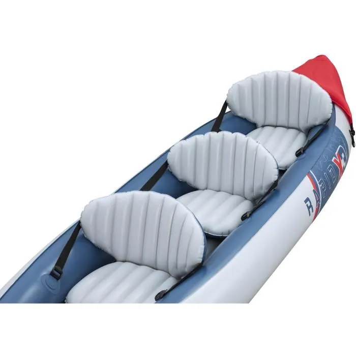 Bestway Kayak Gonflable Rapide X3 Hydro-Force 65132 - 381 x 100 cm, 3 Places, 250 kg, 2 Pagaies et Pompe