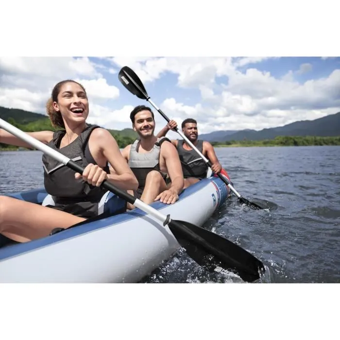Bestway Kayak Gonflable Rapide X3 Hydro-Force 65132 - 381 x 100 cm, 3 Places, 250 kg, 2 Pagaies et Pompe