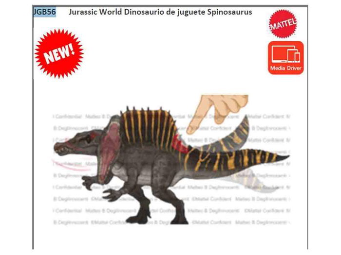 Mattel - Figurine Dinosaure Jurassic World Spinosaurus avec son et lumières - 25,4 x 55,83 x 11,43 cm - Fonctionne avec 3 piles LR44 incluses - Dès 4 ans
