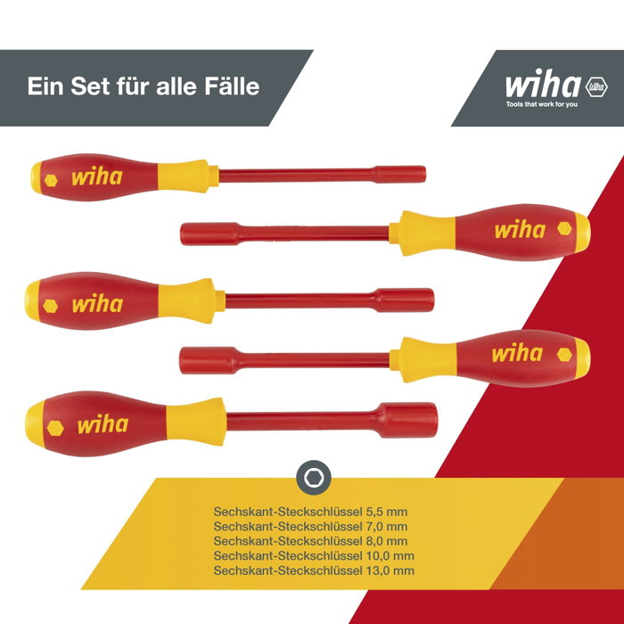 Wiha 322K5 SoftFinish electric - Jeu de 5 tournevis hexagonaux