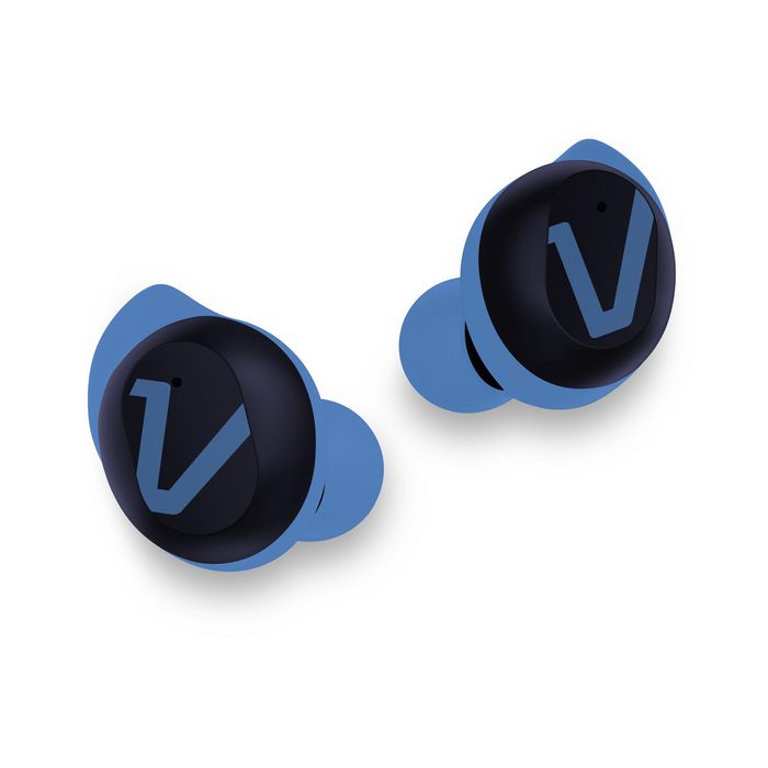 Veho RHOX True Écouteurs sans fil Bluetooth 5.1 intra-auriculaires avec étui de charge USB-C, résistance à l'eau IPX5, autonomie 5h, bleu électrique