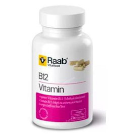 RAAB VITALFOOD Vitamine B12 460 mg 90 Capsules Vegan - Méthylcobalamine 25 µg, Soutien du Métabolisme Énergétique