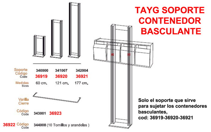 TAYG SOPORTE CONTENEDOR BASCULANTE 60 CM TAYG SOPORTE CONTENEDOR BASCULANTE 60 CM