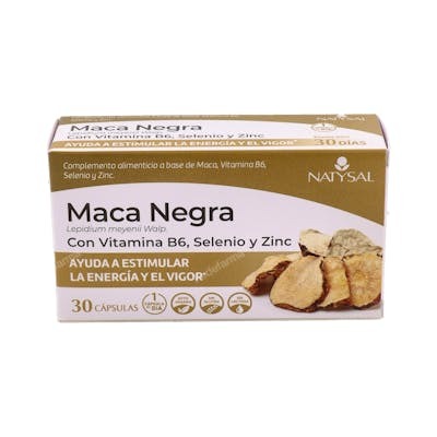 NATYSAL Maca noire avec vitamine B6, sélénium et zinc