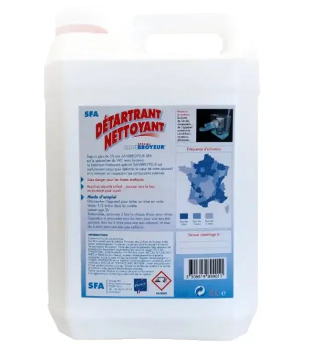 SFA Détartrant Nettoyant pour Produits Sanibroyeur et Sanicubic - Entretien Sanitaire - 5 Litres