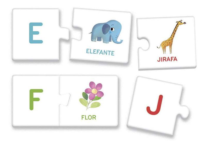 Clementoni - Juego primer alfabeto - 26 puzzles d'encastrement pour apprendre les lettres et les mots - Jeu éducatif en espagnol - À partir de 3 ans