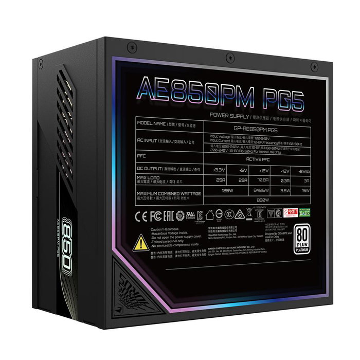 Gigabyte GP-AE850PM PG5 Gaming 850W Platinum Gigabyte GP-AE850PM PG5 Gaming 850W Platinum