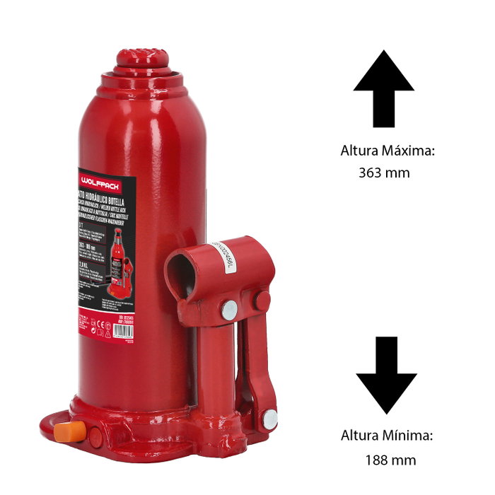 WOLFPACK LINEA PROFESIONAL Cric Hydraulique Bouteille 3000 Kg.