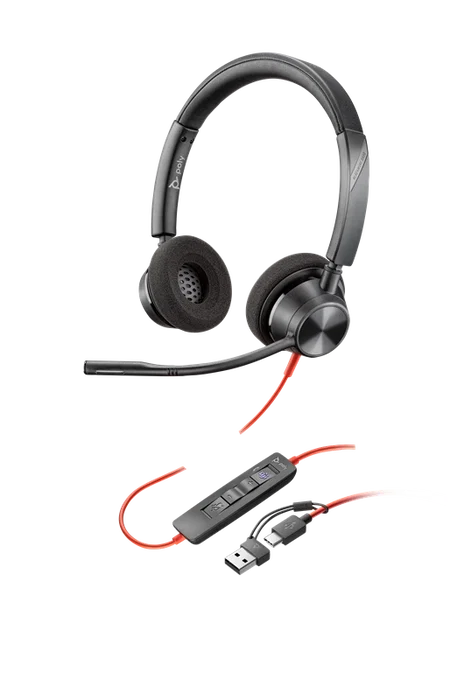 Poly Blackwire 3320 USB-C Casque Stéréo avec Adaptateur USB-C/A Noir Poly Blackwire 3320 USB-C Casque Stéréo avec Adaptateur USB-C/A Noir