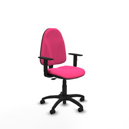 Chaise Algarra Contact permament de base Cuir écologique Rose Structure polyamide noire Accoudoir 1D Sans appui-tête Roulettes autofreinées