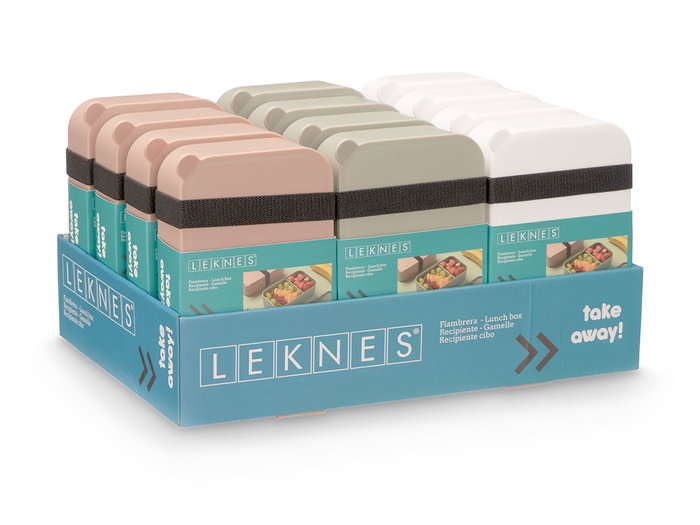 Leknes Boîtes de Rangement Tupper Surtis Couleurs Blanc Marron Vert 19,5x6,5x12 cm Plastique (Set de 24)