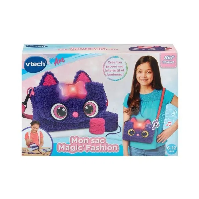 Vtech Kid'Couture Mon Sac Magic'Fashion (Chat) - Sac à coudre interactif en forme de chat - DIY créatif pour enfants - Version française