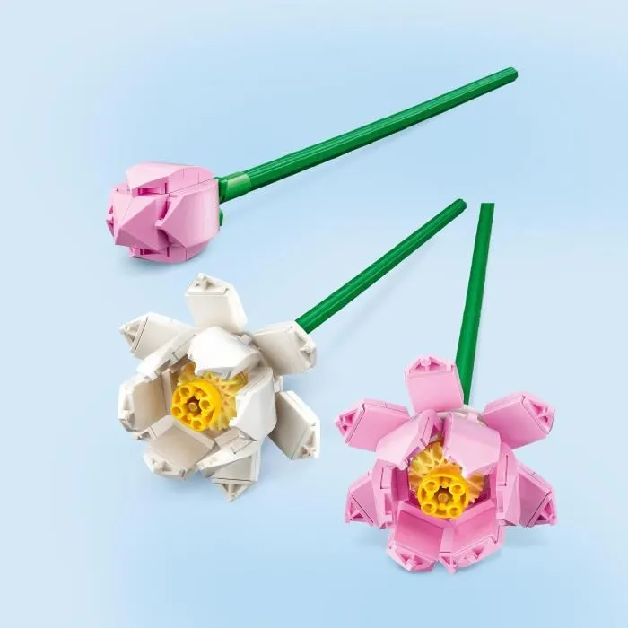 Lego 40647 Creator - Les Fleurs de Lotus - Kit de Construction 220 Pièces - 2 Fleurs et 1 Bouton avec Tiges - Pour Enfants dès 8 Ans et Amateurs de Fleurs Artificielles