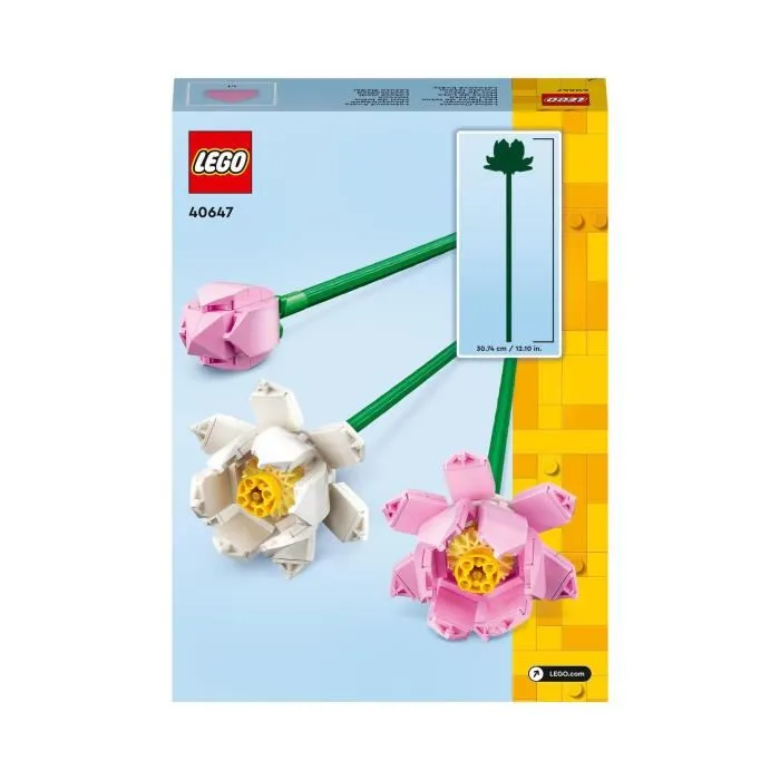 Lego 40647 Creator - Les Fleurs de Lotus - Kit de Construction 220 Pièces - 2 Fleurs et 1 Bouton avec Tiges - Pour Enfants dès 8 Ans et Amateurs de Fleurs Artificielles
