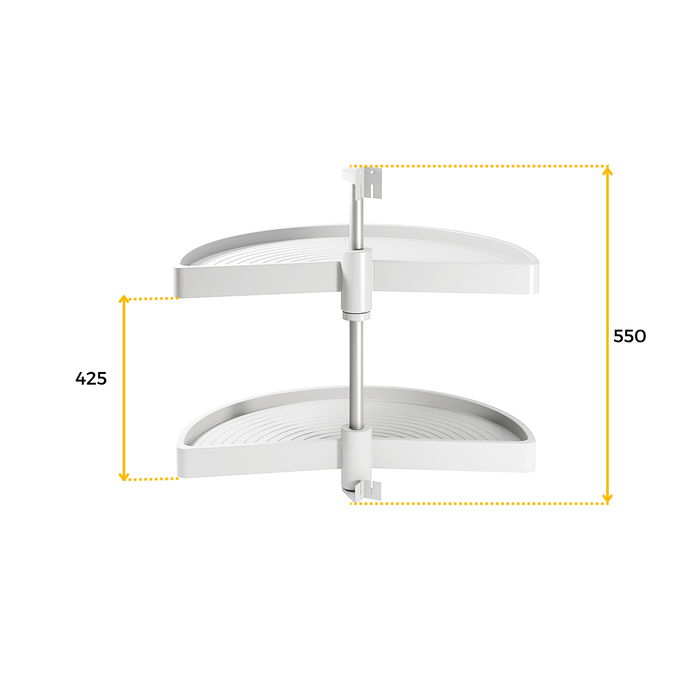 Emuca jeu de plateaux rotatifs Shelvo 1/2 lune, pour module de 800mm, plastique et aluminium, blanc
