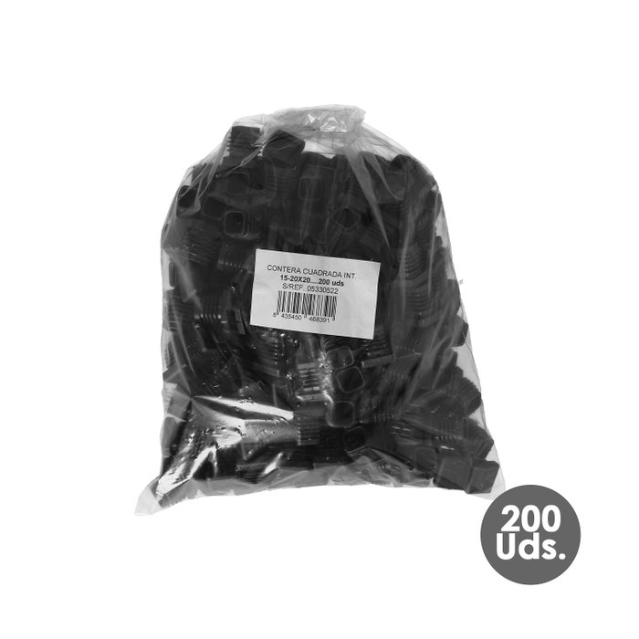 WOLFPACK LINEA PROFESIONAL Embouts intérieurs carrés en plastique Noir 20x20 mm, sac de 200 unités