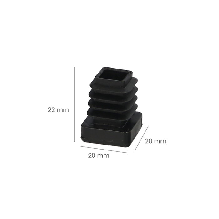 WOLFPACK LINEA PROFESIONAL Embouts intérieurs carrés en plastique Noir 20x20 mm, sac de 200 unités