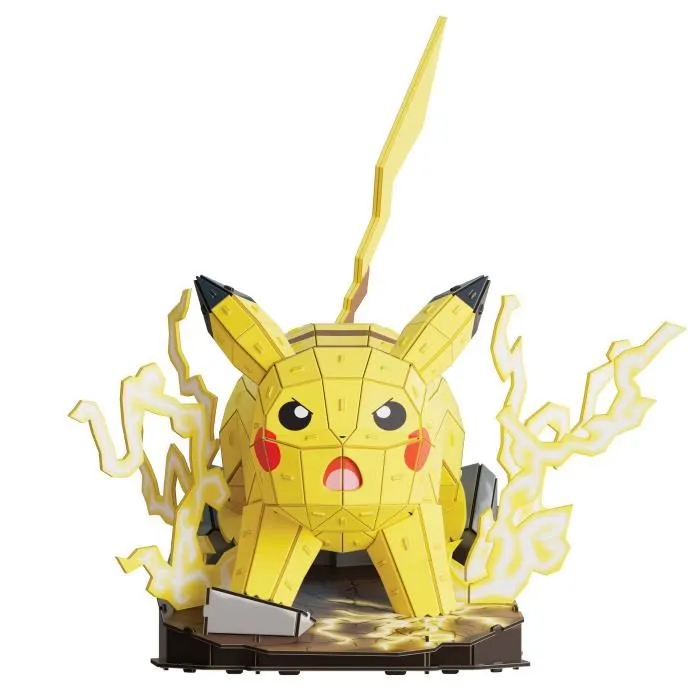 Spin Master Pikachu 4D Build - Maquette-puzzle Pokémon à construire, 201 pièces, montage 1 à 2h, dès 12 ans