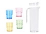 Leknes Set de 1 Pichet 1,6L et 4 Verres aux Couleurs Variées 14x28x11cm (Set de 8)