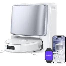 Narwal FLOW - Robot Aspirateur et Laveur Autonome avec Station de Nettoyage - 22000 Pa, Lavage à Eau Chaude 45°C, Réservoir 5L, LIDAR, Brosse Anti-poils - 95 mm