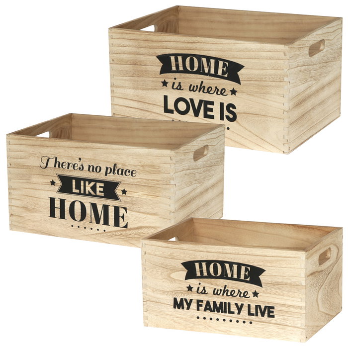 Home Deco Factory Jeu de 3 boîtes en bois Home