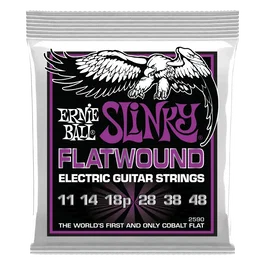 Ernie Ball Power Slinky Flatwound 11-48 Jeu de cordes pour guitare électrique - Entorchage plat cobalt