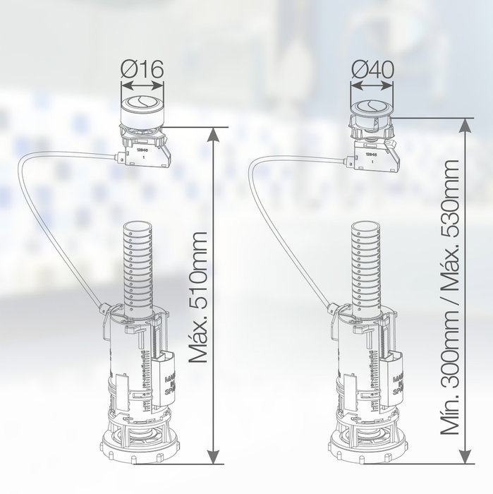 Gifont Descargador inodoro avec double bouton poussoir réglable