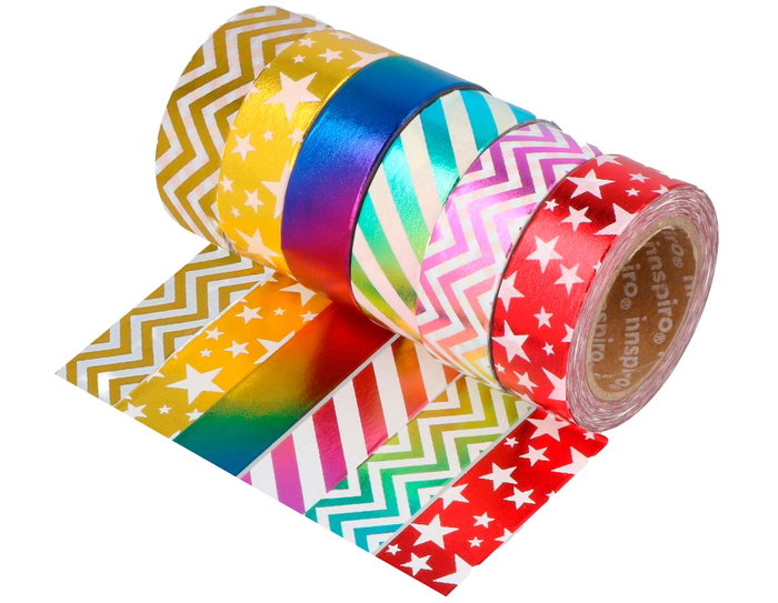 Innspiro Set de 6 rubans masking tape Washi foil Série 1 metal Innspiro Set de 6 rubans masking tape Washi foil Série 1 metal