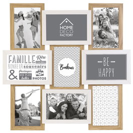 Home Deco Factory Cadre Photo 9 Photos Bois et Blanc