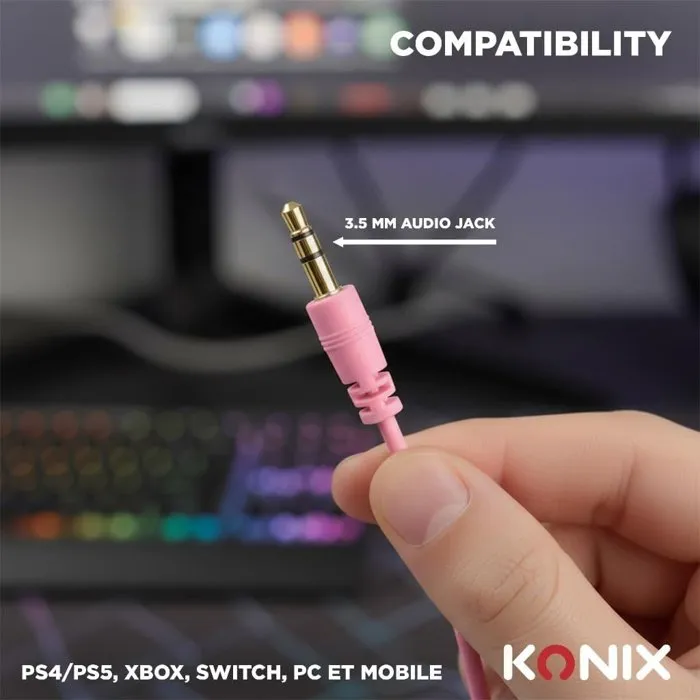Konix Nexus - Casque gaming filaire avec microphone, 40 mm, pour Nintendo Switch 2, PS5 et Xbox Series X|S - Confort longue durée Konix Nexus - Casque gaming filaire avec microphone, 40 mm, pour Nintendo Switch 2, PS5 et Xbox Series X|S - Confort longue durée